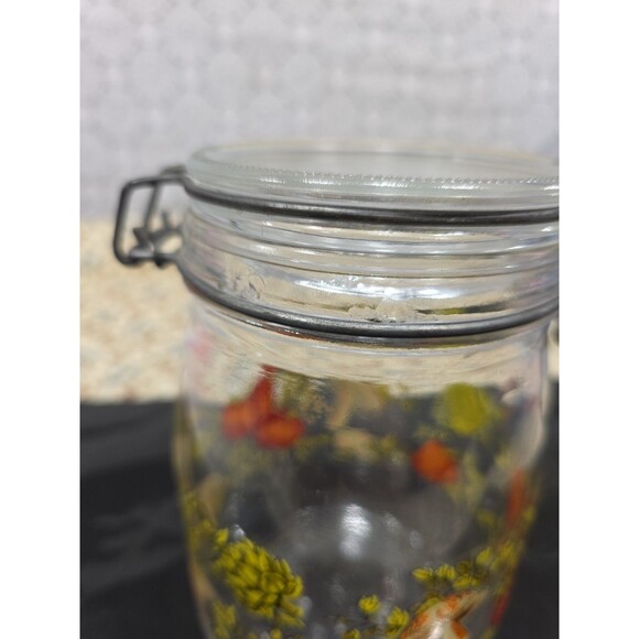 Arc France Vintage Spice of Life Vegetable Glass Hinged Lid 1L Canister Jar - Picture 2 of 8